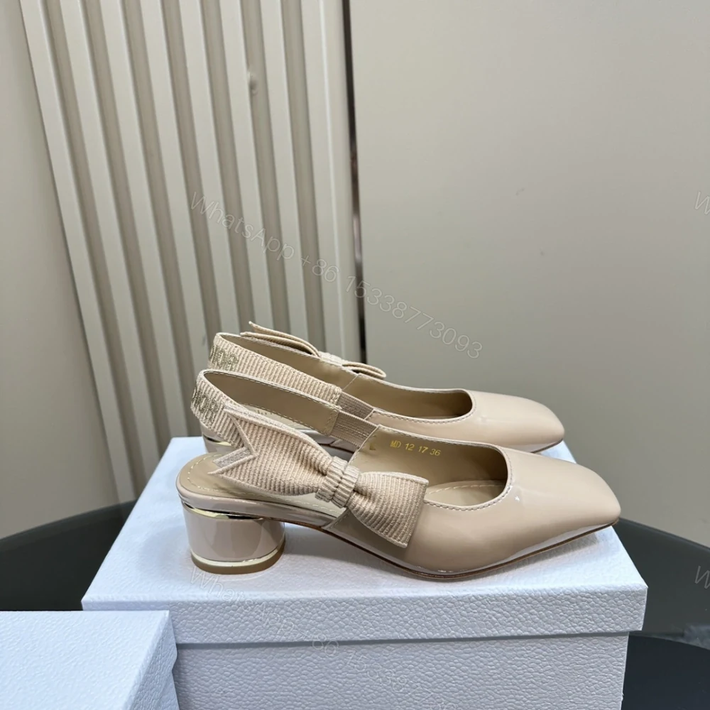 View 5 of 高仿Dior*Miss系列KAC261蝴蝶結粗跟高踭鞋4CM粉色漆皮免檢版