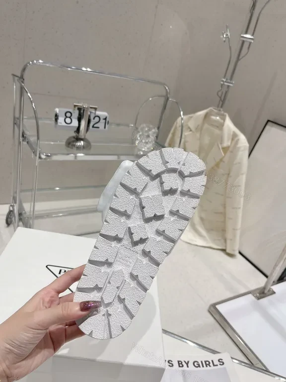 View 8 of Prada-Inspired White Leather Slide: Minimal Comfort