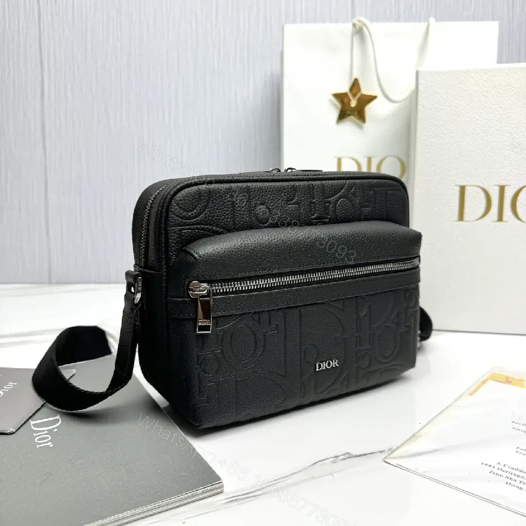 View 5 of Compact Leather Crossbody Bag - Embossed Texture, Luxury Minimalism