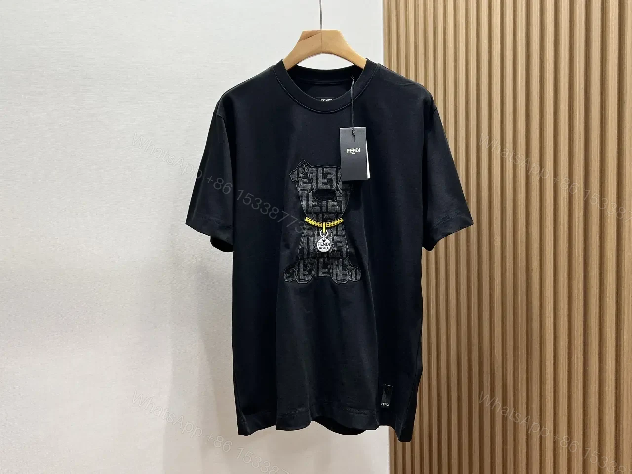 View 2 of Minimalist White Tee: Textured Bear Graphic, Designer-Influenced Luxury Tee