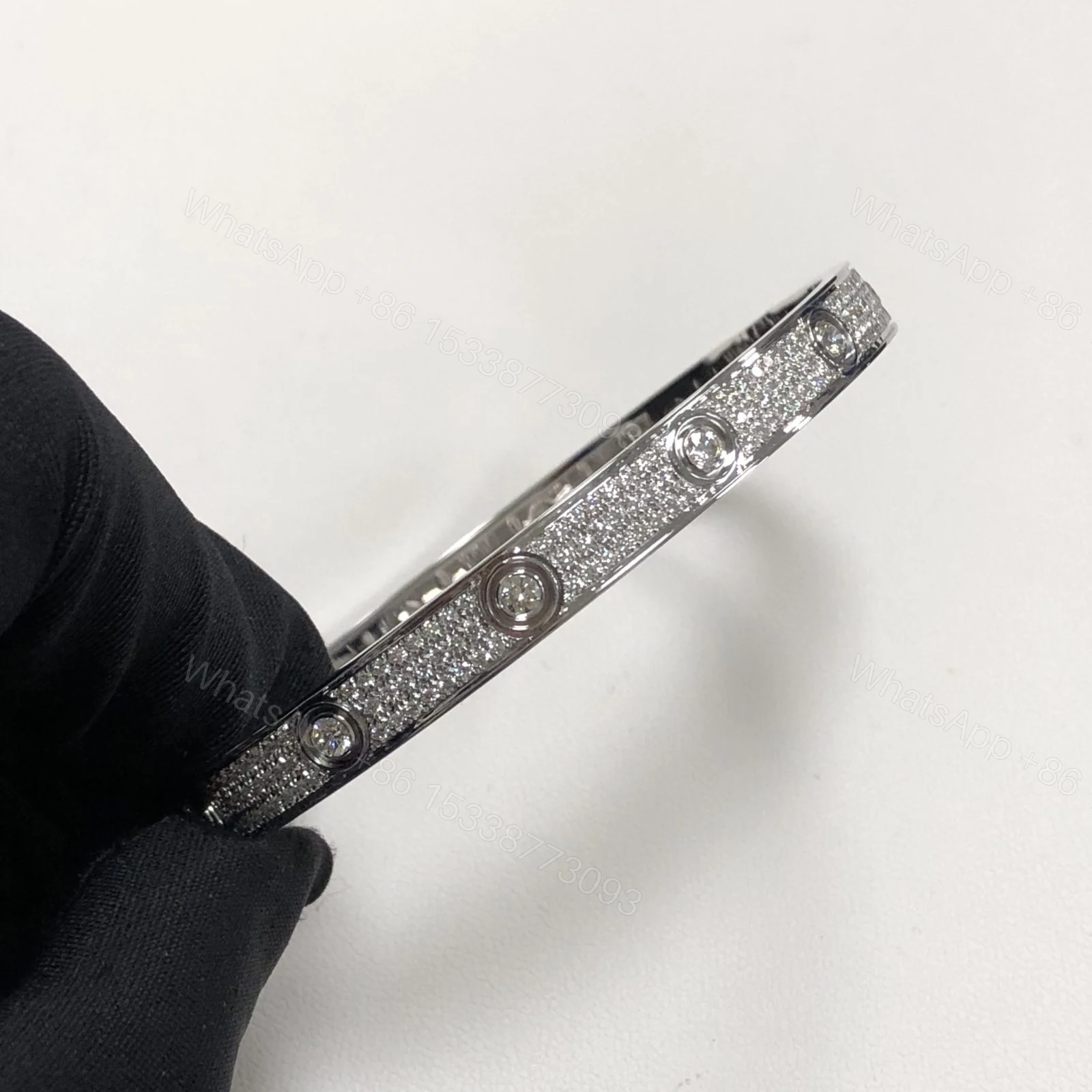 View 3 of Inspired Cartier Love Bracelet Full Iced Out White Gold N6033602