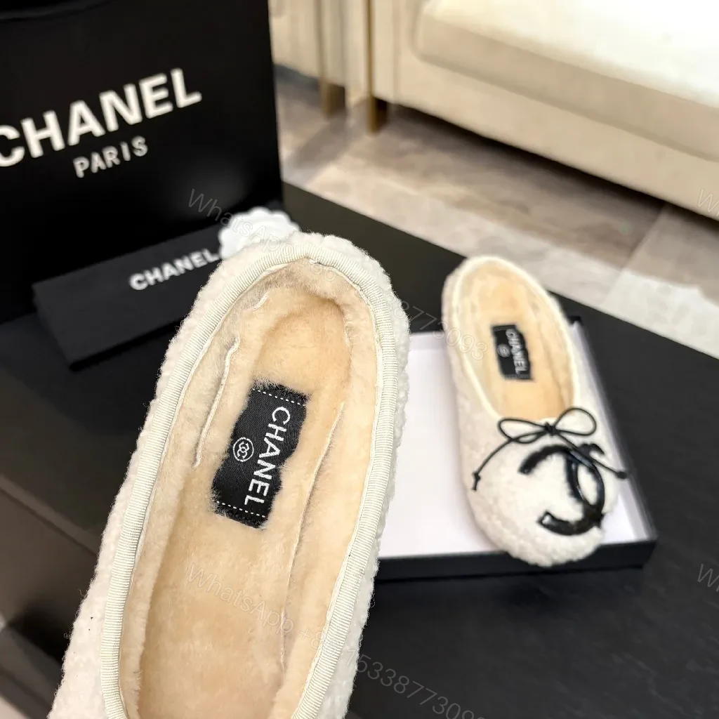 View 3 of Ivory Knit Slippers: Luxe Slip-On with Faux Fur Lining