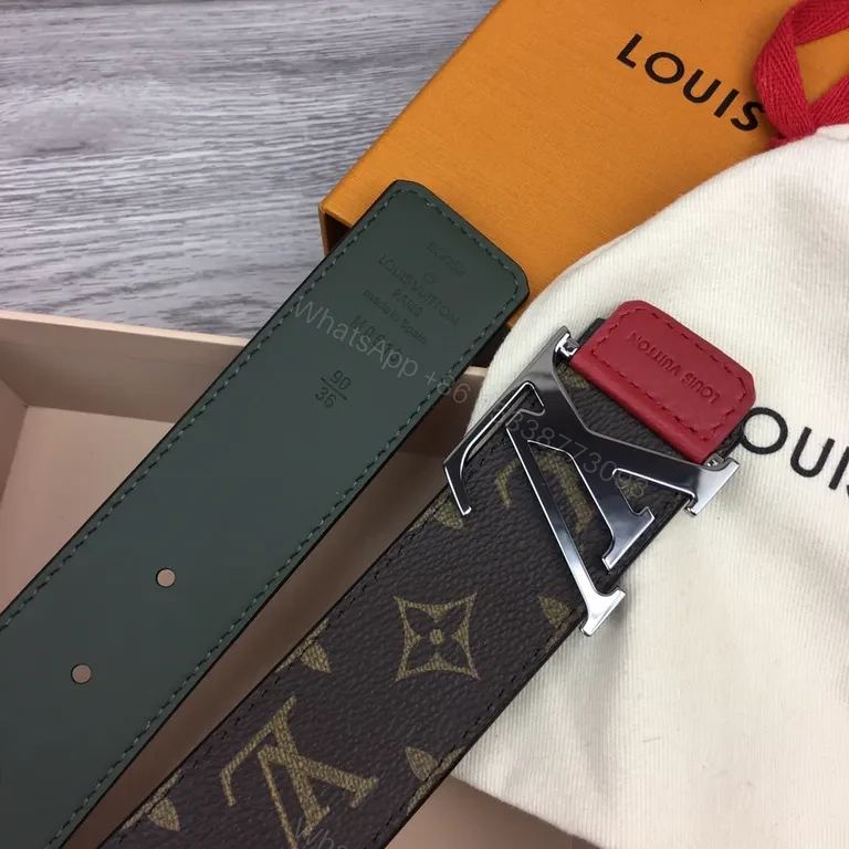 View 5 of Iconic Monogram Belt: LV Buckle, Red Keeper, Calf Trim