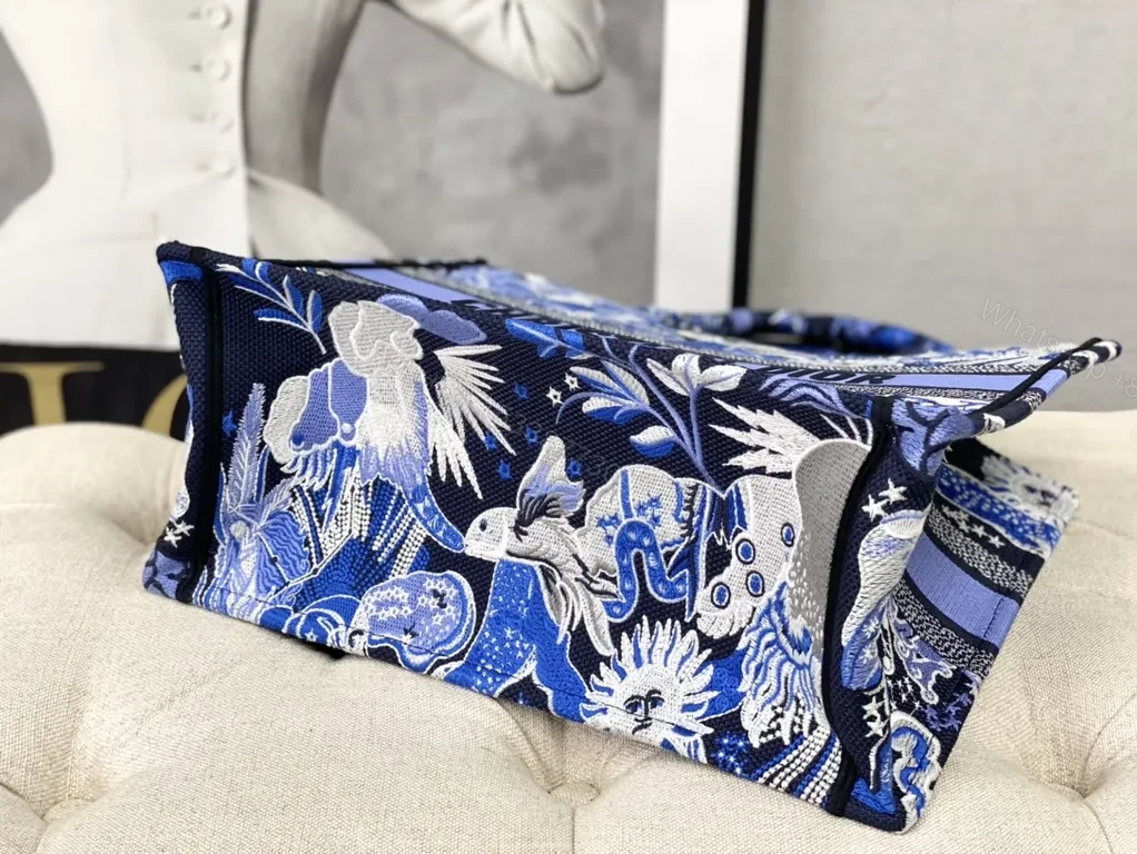 View 6 of Bold Blue Dior Tapestry Tote â€“ Luxe, Practical Carryall