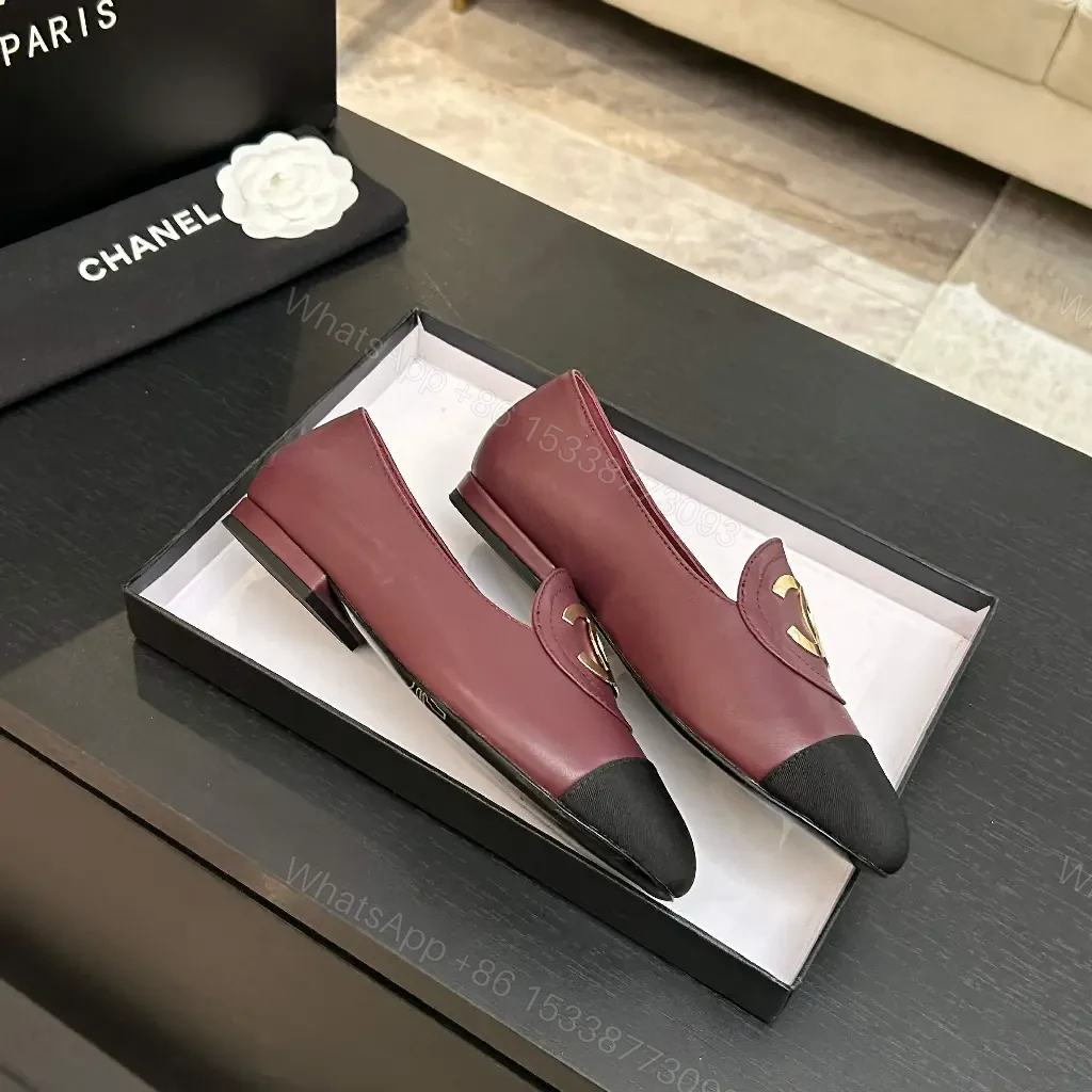 View 8 of Burgundy Leather Flat + Cap Toe + Luxury Comfort Flats