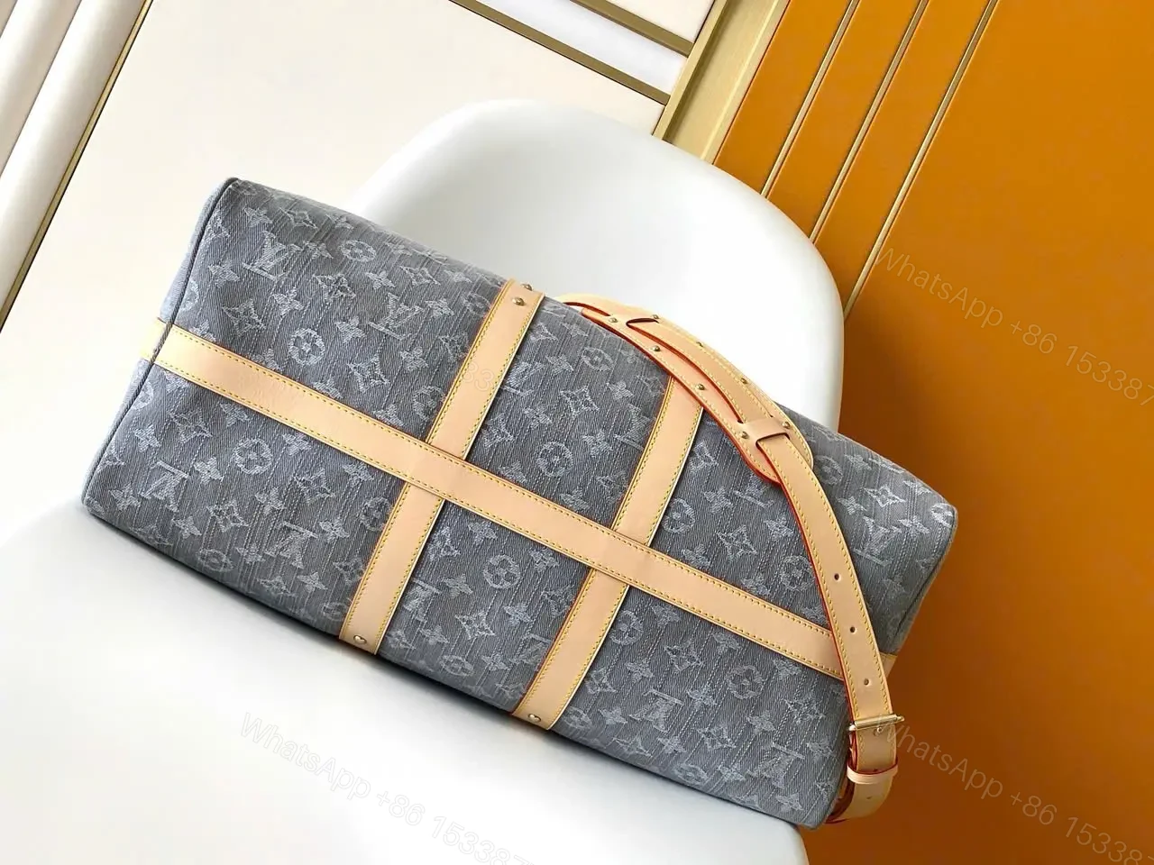 View 6 of Louis Vuitton LV Keepall Denim bandouliere 55 Grey
