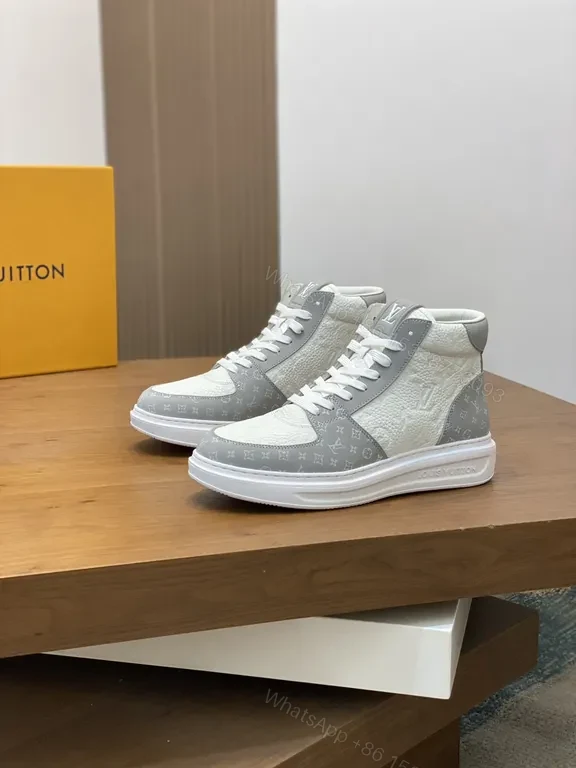 View 6 of Textured LV-Inspired High-Top Sneakers for All-Day Comfort