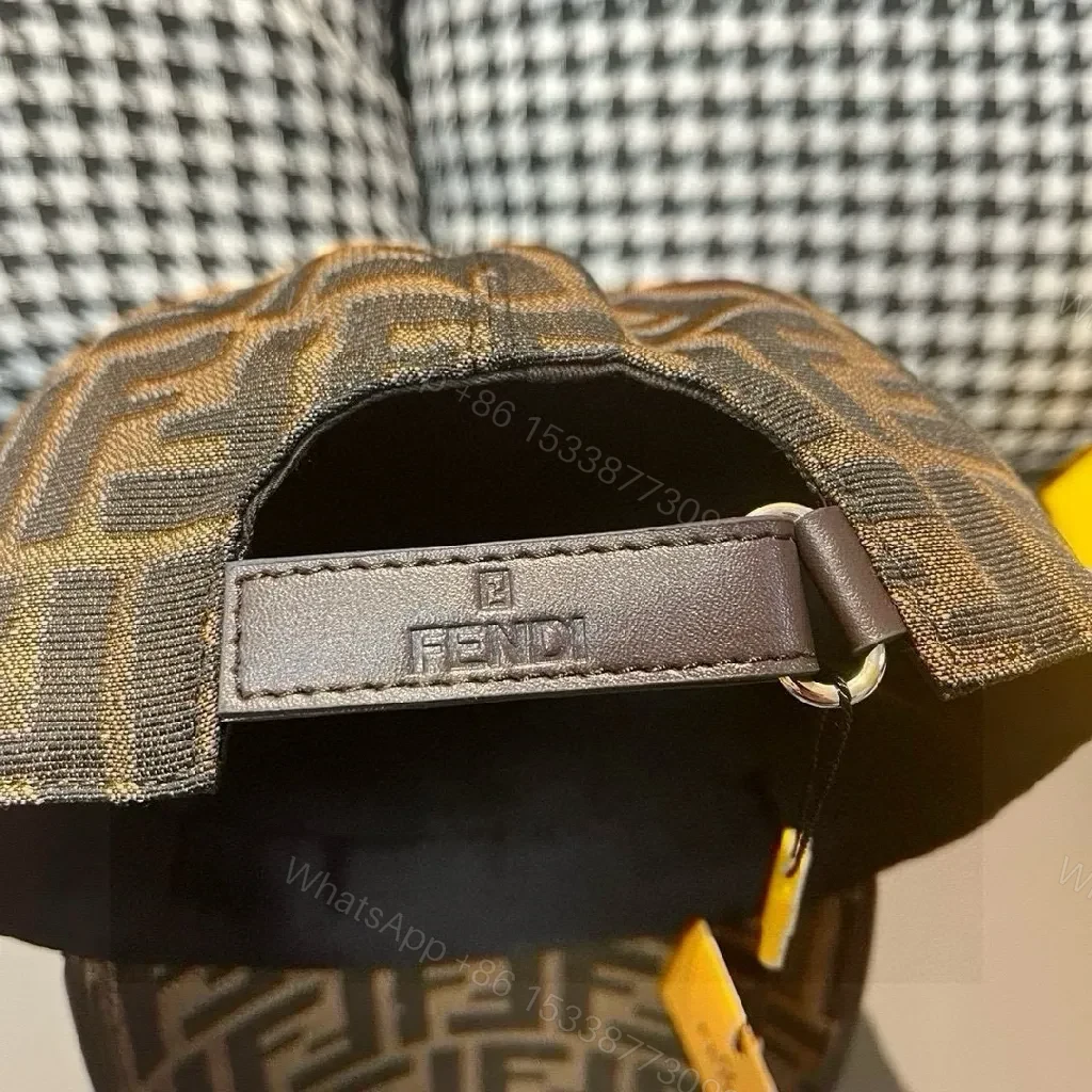 View 4 of Geometric Fendi-Style Cap: Patterned Logo Mesh Cap
