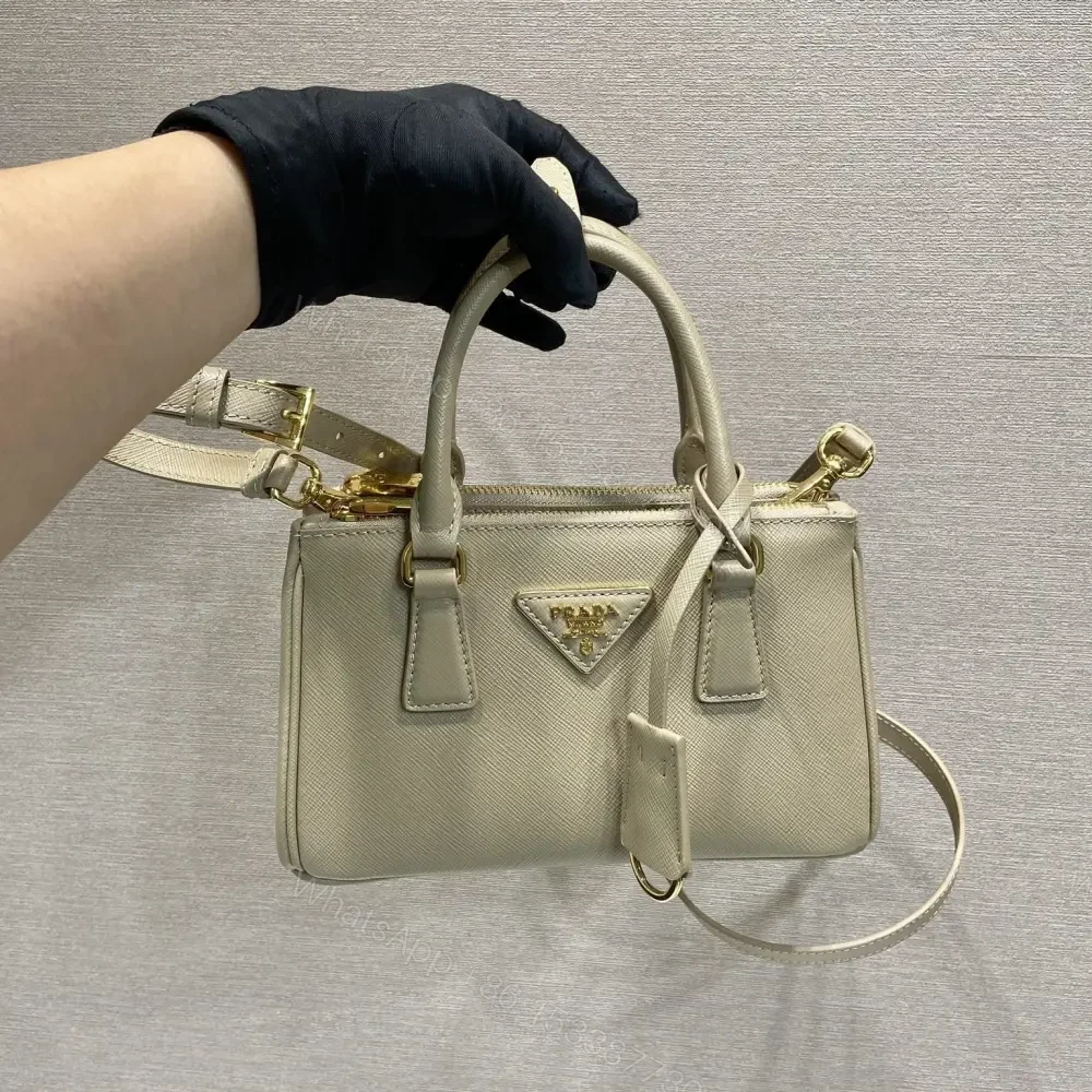 View 9 of 高仿Prada*Galleria系列1BA916紋理牛皮單肩包卡其色Mini免檢版