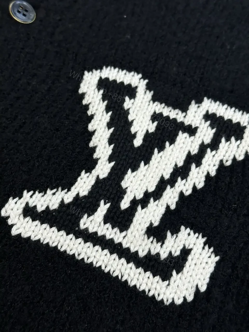 View 2 of Cozy Luxe Knit Cardigan with Bold Emblem, Mid-Weight Style
