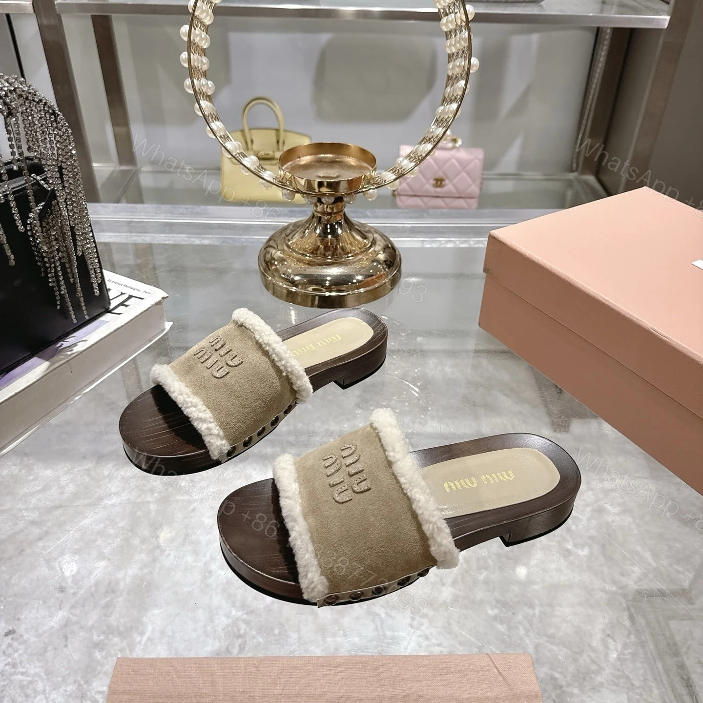 View 4 of MIUMIU SUEDE CLOGS DESERT BEIGE 5Z505E Z0G F0F24 F ZF30
