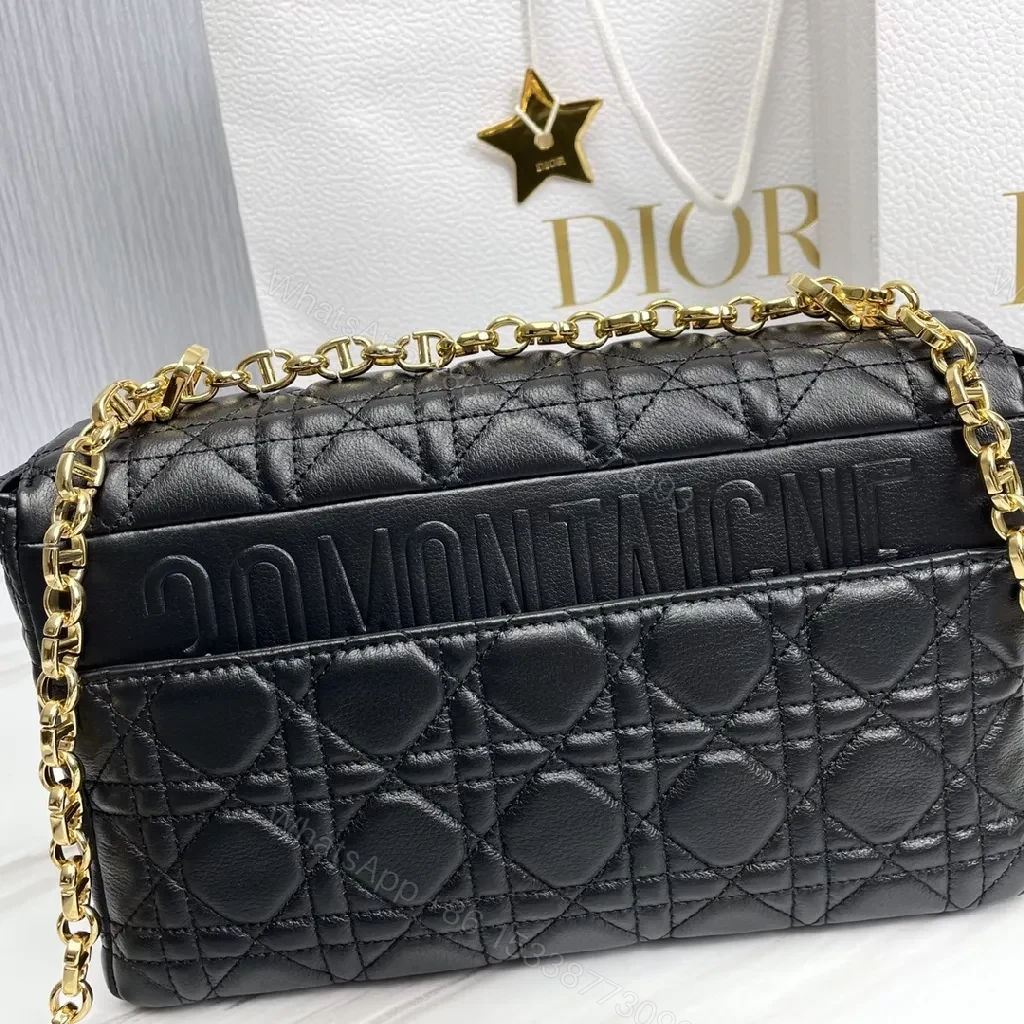View 4 of Gold-Studded Quilted Crossbody: Black Calfskin, Luxe Yet Practical