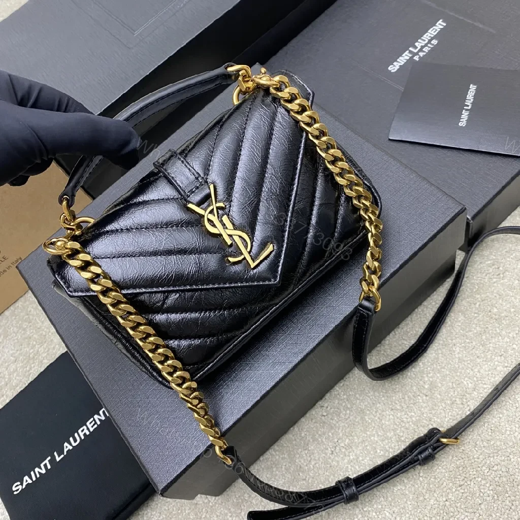 View 7 of Chic Quilted Crossbody: Black Leather, Gold Hardware, Compact Luxury
