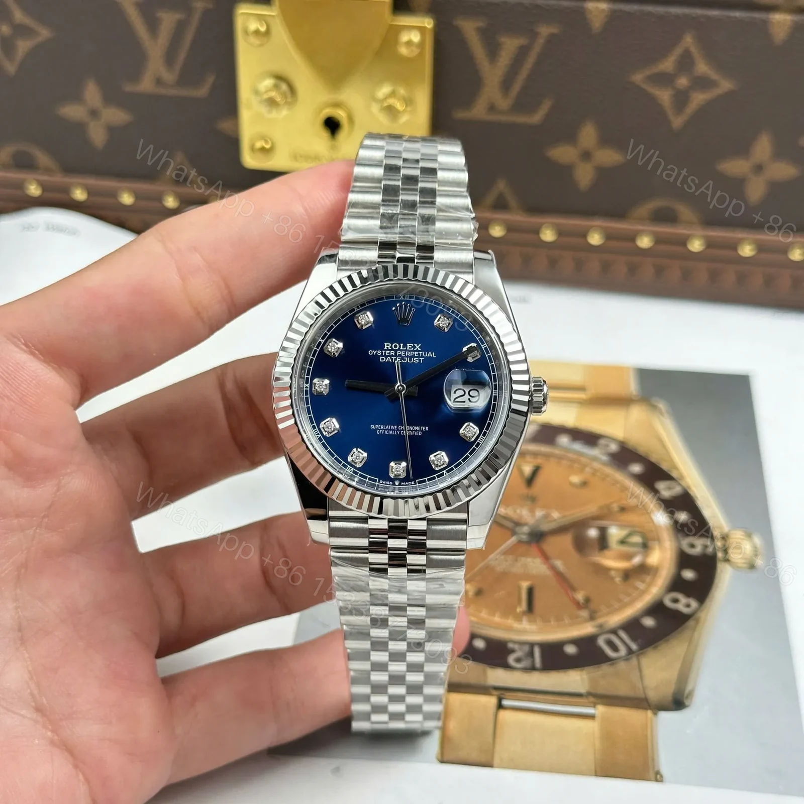View 2 of Rolex Datejust Bright Blue Diamond Dial 126334-0016 41 mm