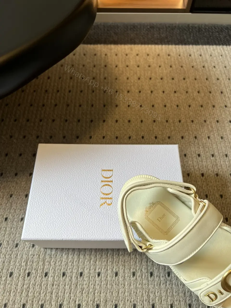 View 5 of Chic White Leather Sandals with D‐Ring Hardware