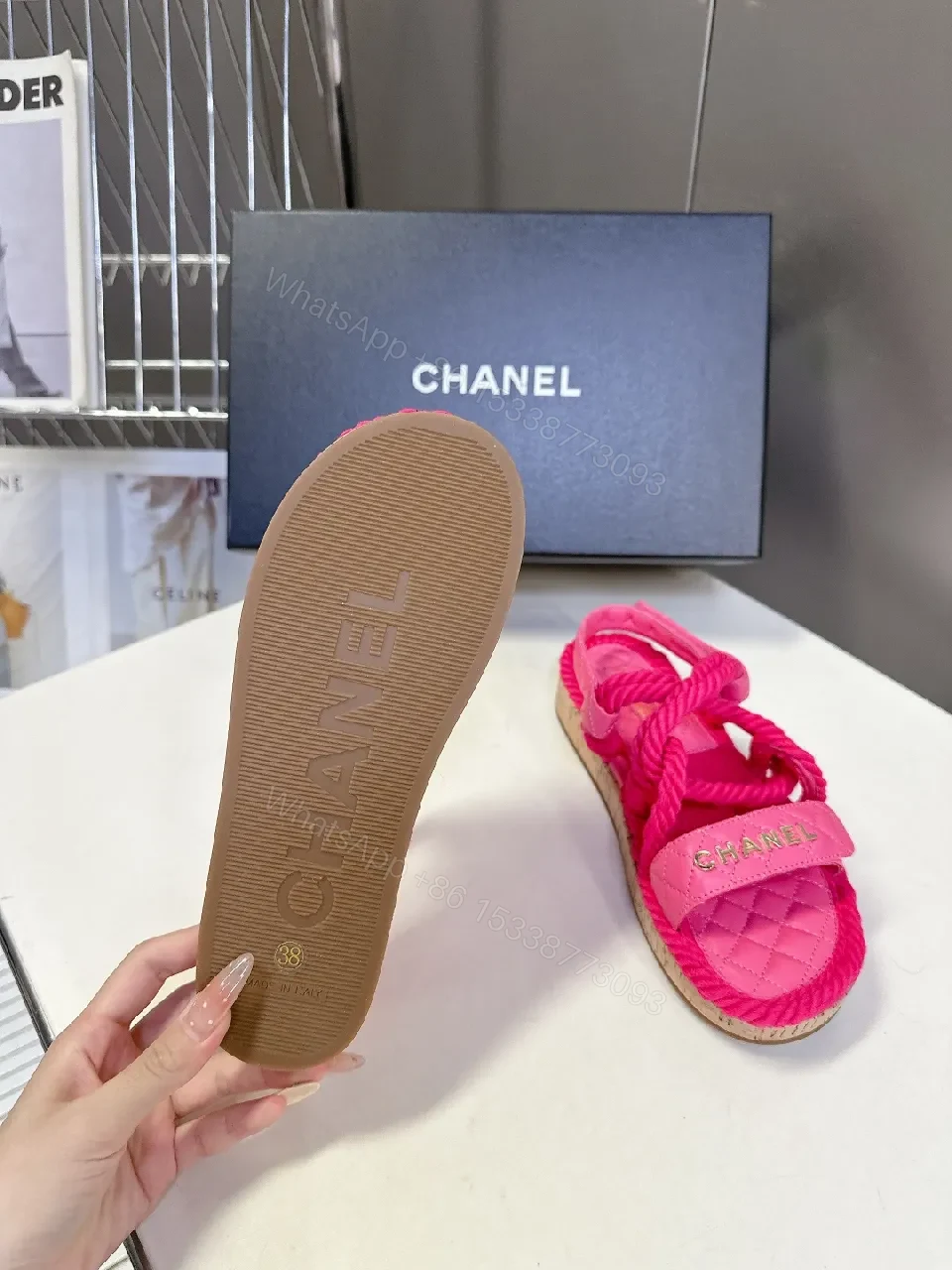 View 4 of Vibrant Pink Textured Slides – Quilted Comfort, Everyday Style
