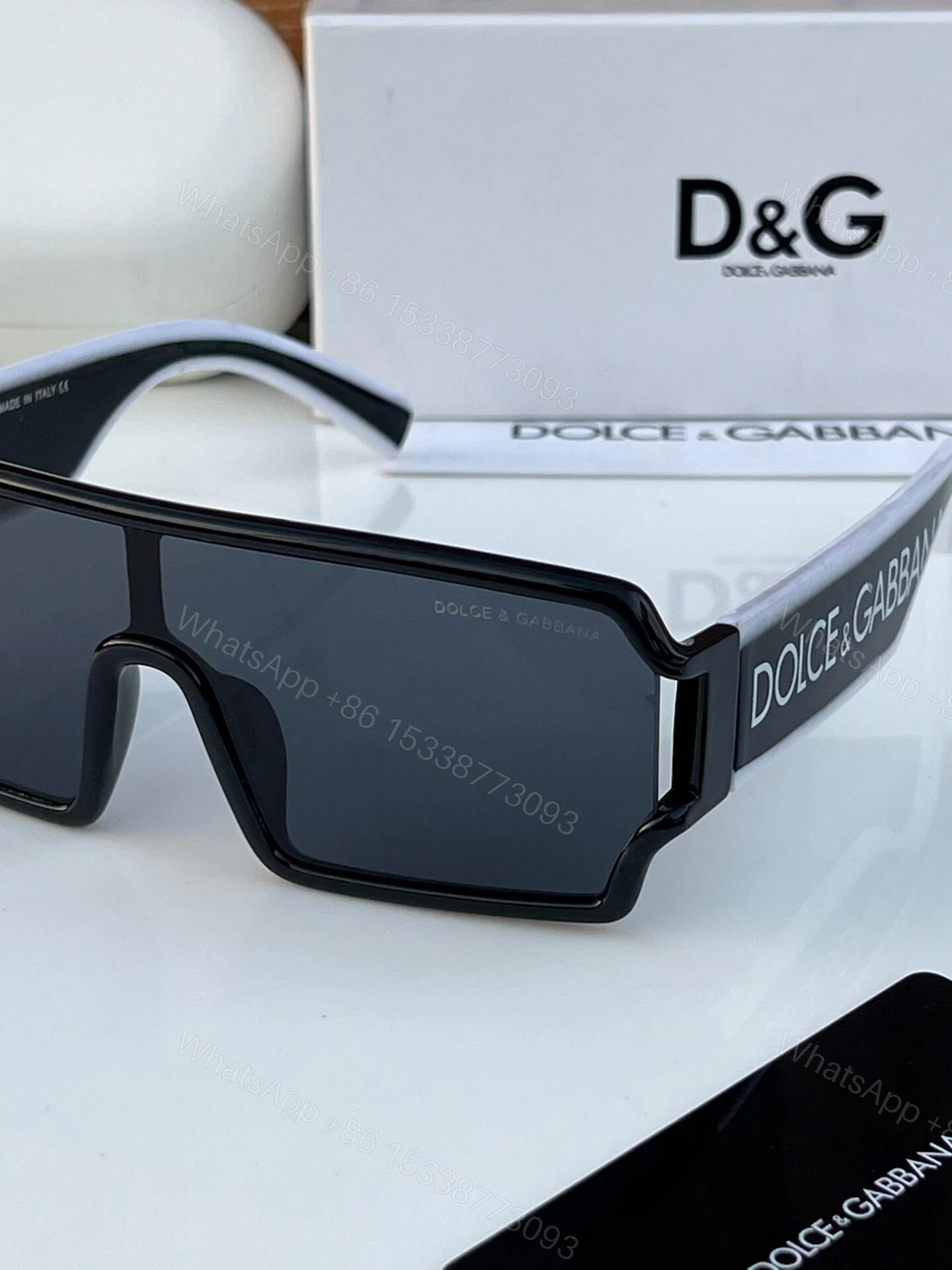 View 3 of Dolce & Gabbana Shield Sunglasses Matte Black Dark Grey