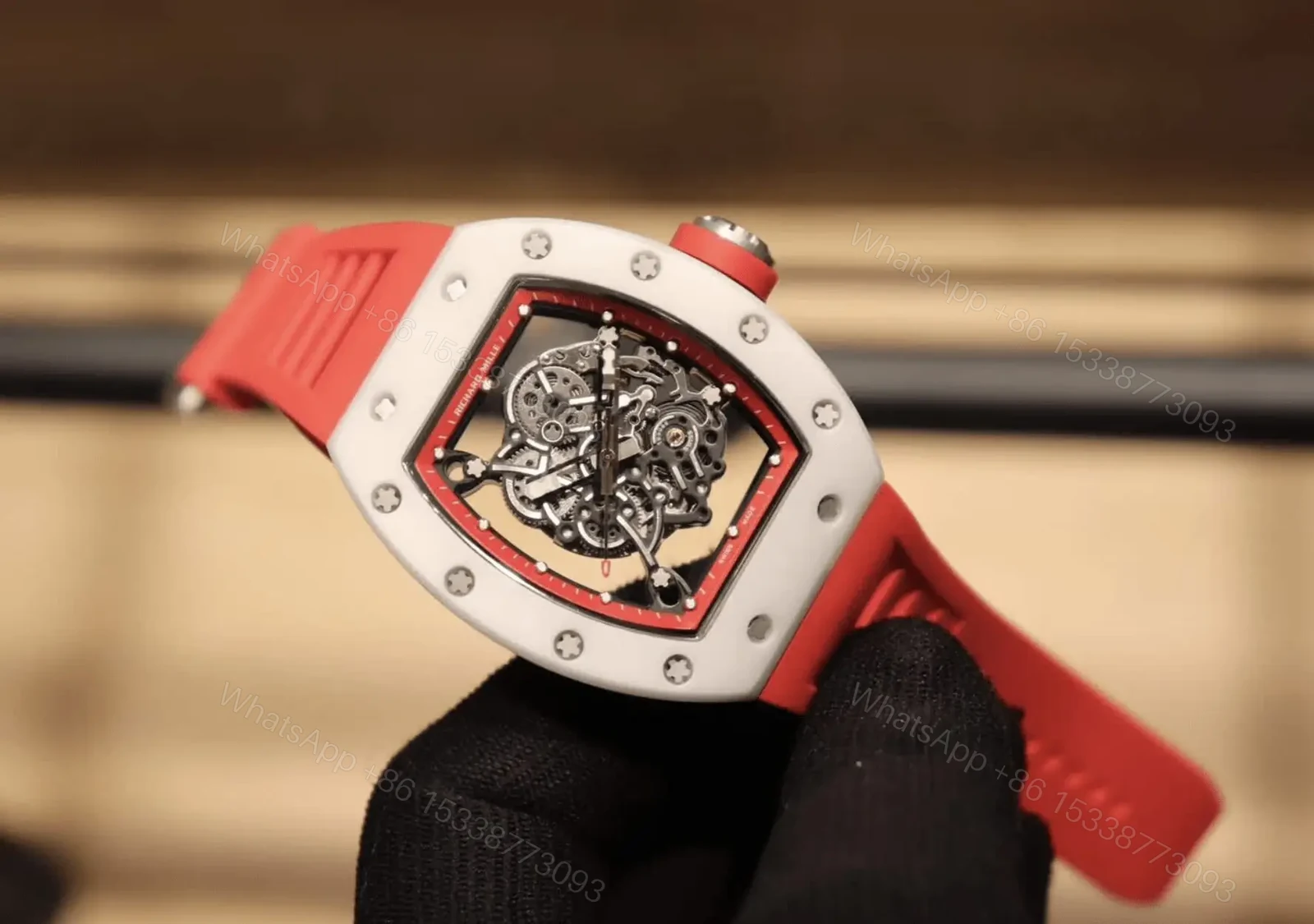 View 3 of Richard Mille Swiss Made Clone Rm 0055 Bubba Watson Red Rubber