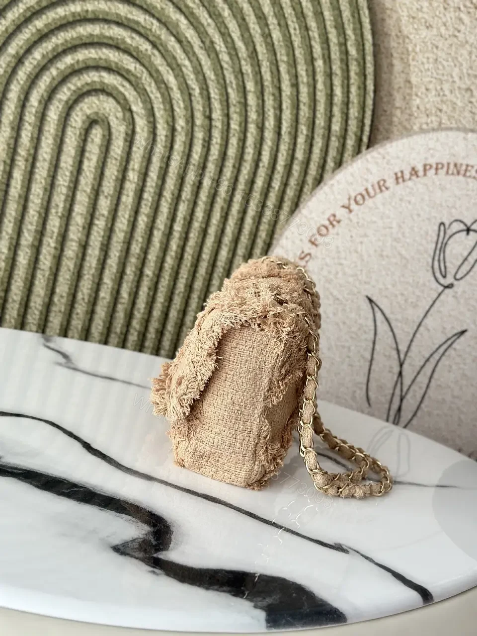 View 6 of Textured Mini Bag: Frayed Jacquard, Nude-Beige, Couture-Inspired Style, Crossbody Ready
