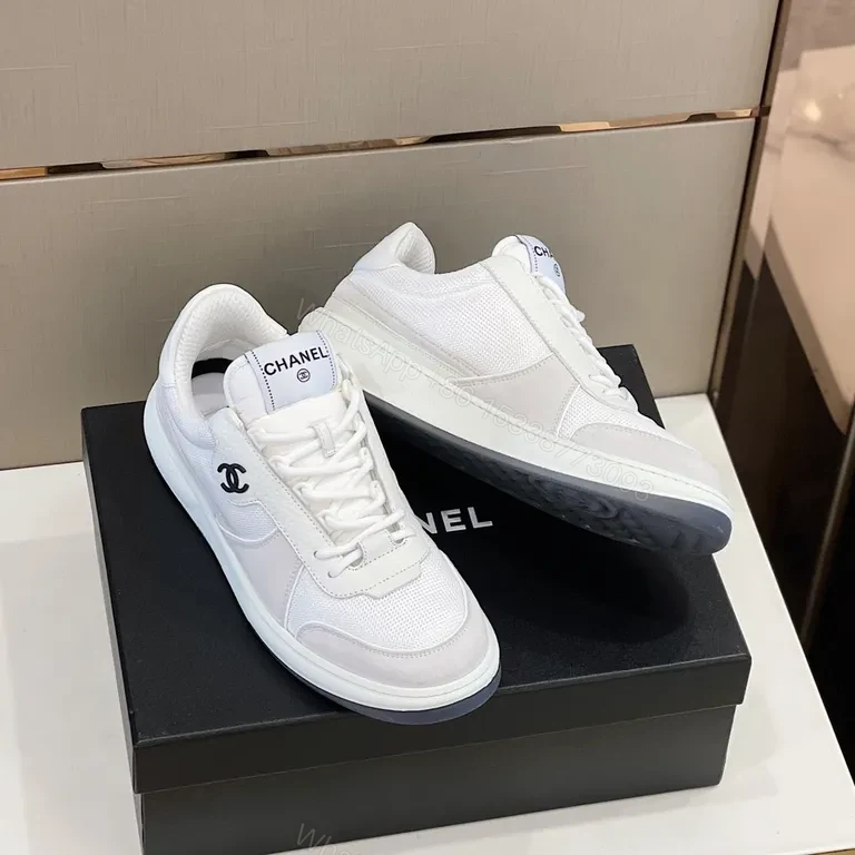 View 9 of White Chanel-Inspired Trainer, Luxe Minimal, All-Day Comfort
