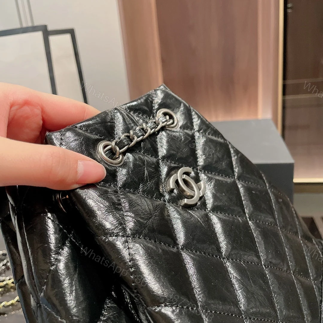View 5 of Chanel Small Gabrielle Backpack Aged Calfskin & Gold Silver Black