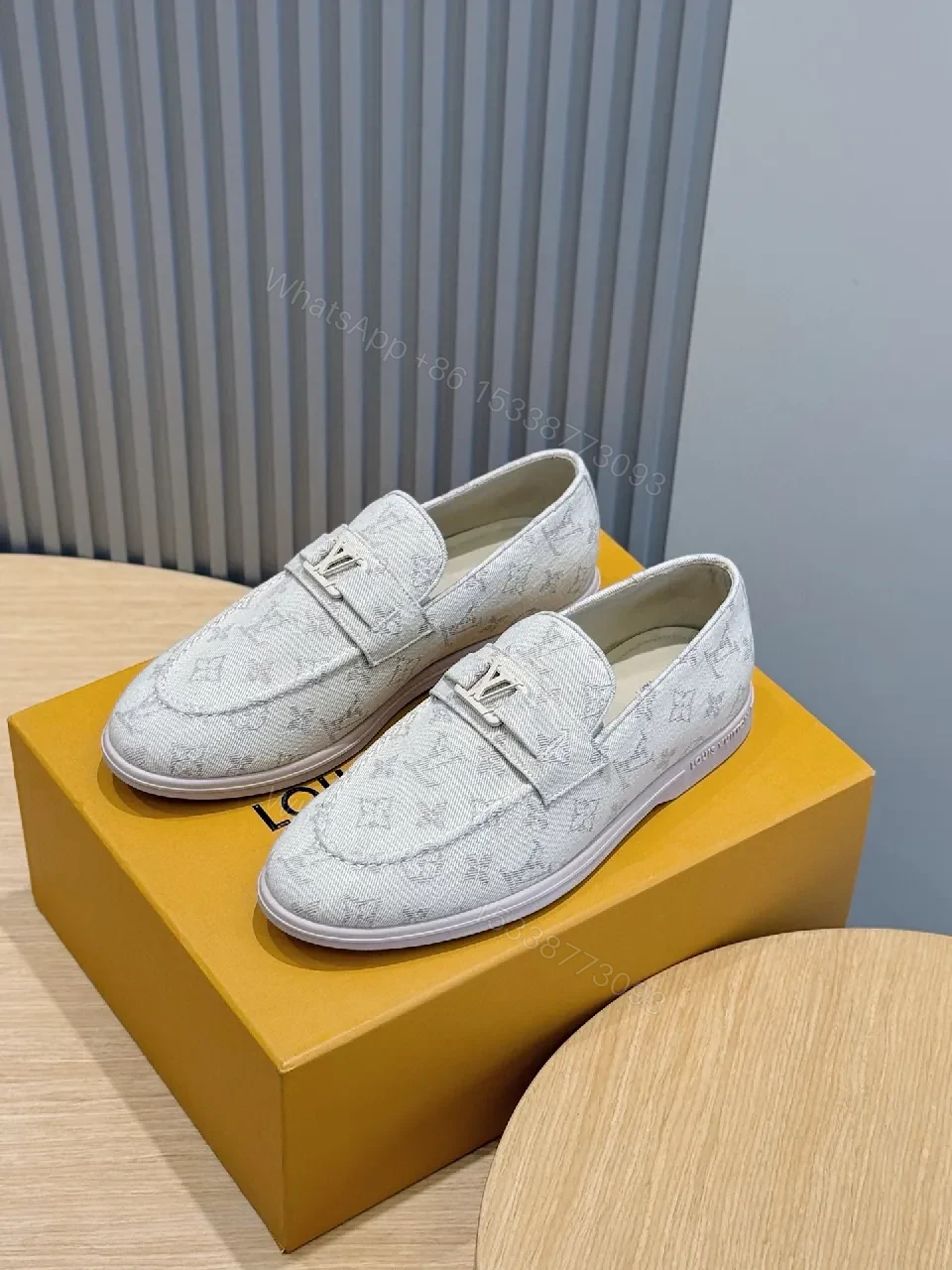 View 7 of Denim-Inspired Monogram Loafers: Textured Comfort, Everyday Style