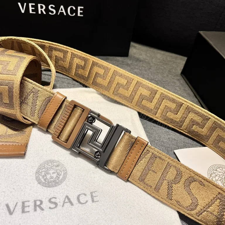 View 9 of Textured Logo Tape Belt: Premium Camel Strap with Modern Buckle