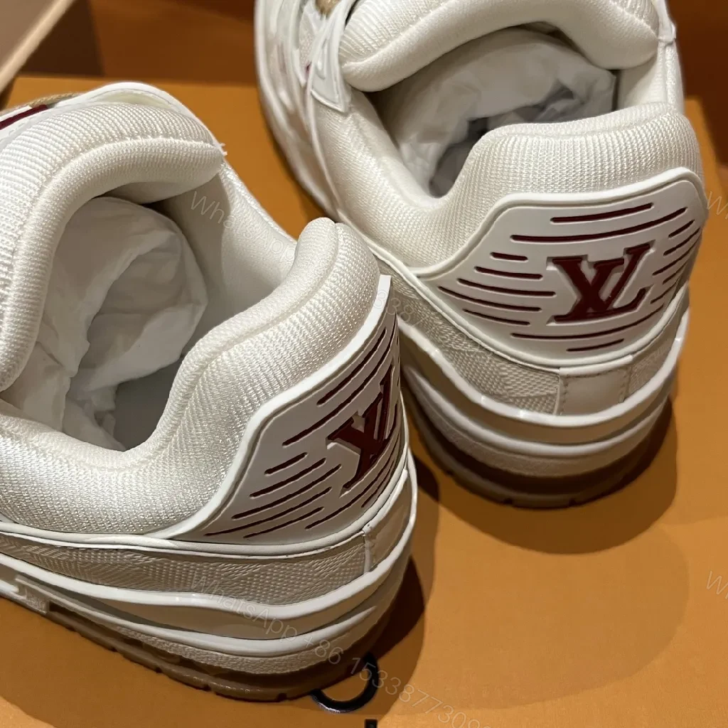 View 5 of Off-White-Style White Leather Sneakers with LV Detailing, Low-Top