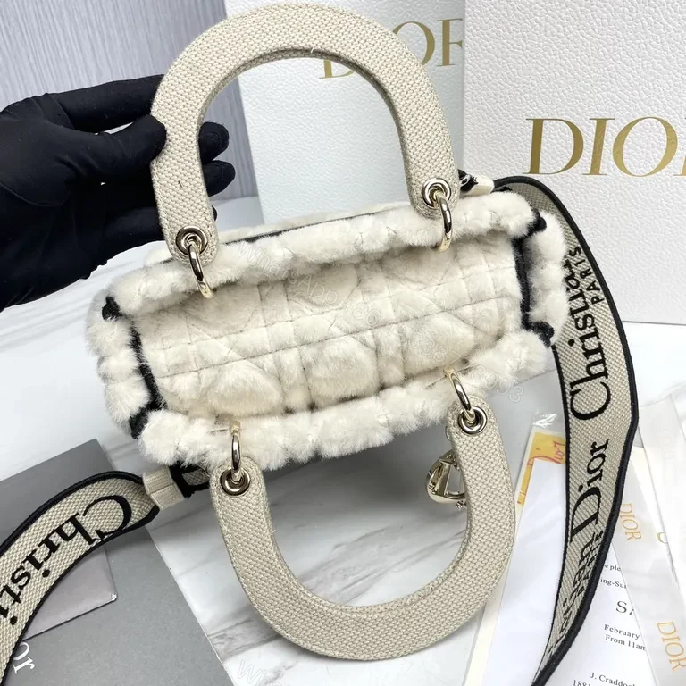 View 6 of Cream Shearling Luxe Bag: Dior-Inspired Iconic Tote