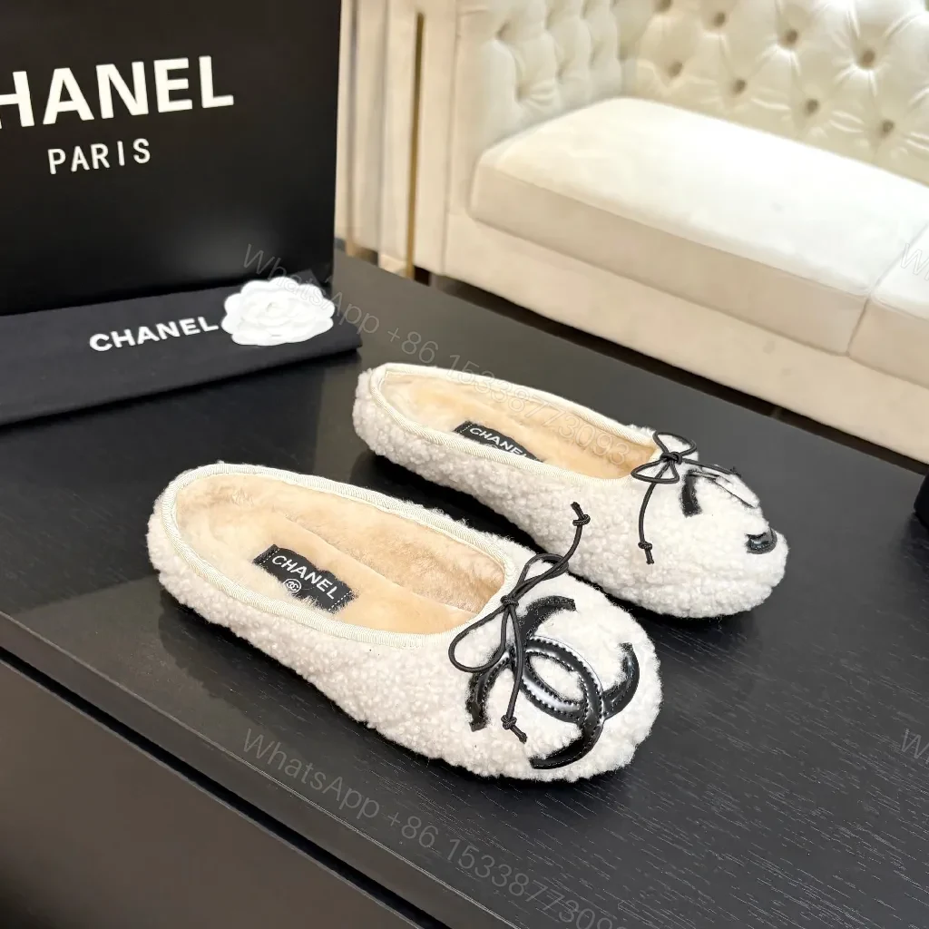Ivory Knit Slippers: Luxe Slip-On with Faux Fur Lining — view 1
