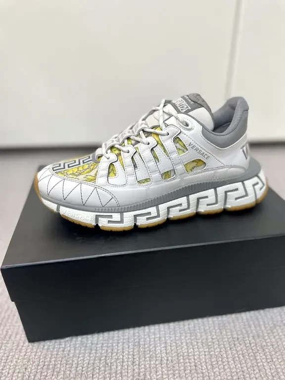 View 9 of Bold Leather Versace-look Sneakers: Texture-Forward Comfort