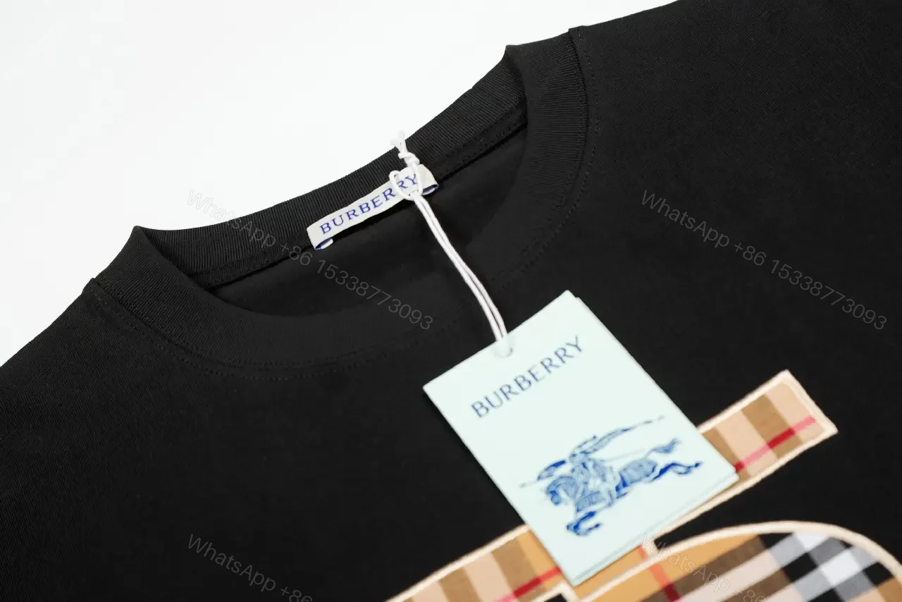 View 9 of Bold Logo Tee: Black Cotton, Modern Streetwear, Plaid Logo, Tee