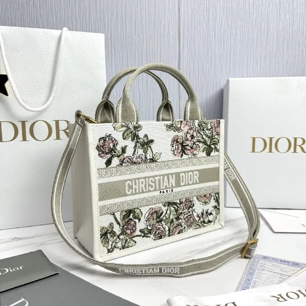 View 4 of Floral Canvas Tote with Sculpted Handles – Everyday Luxury Tote