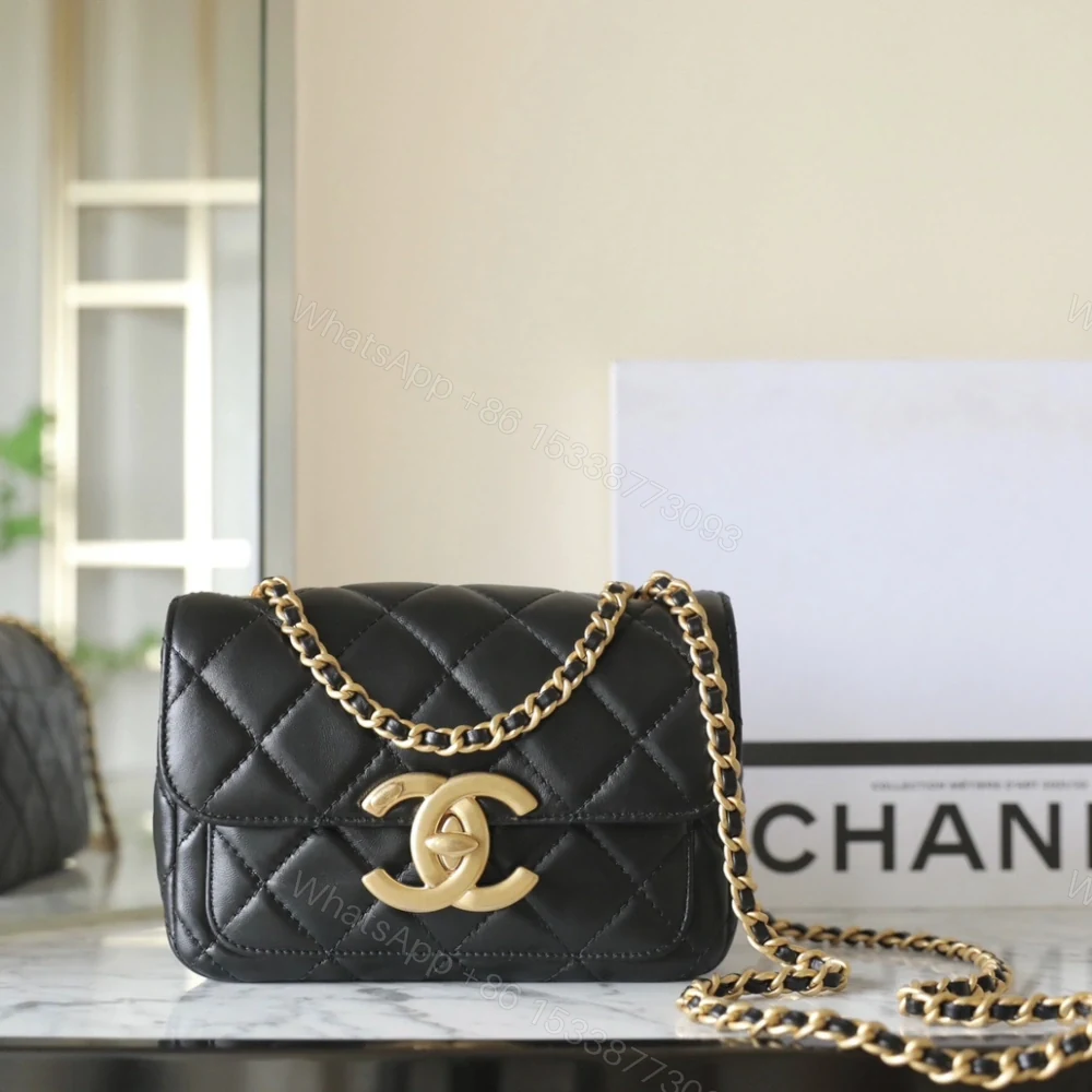 View 3 of 高仿Chanel*24B系列AS5026小羊皮口蓋包黑色免檢版