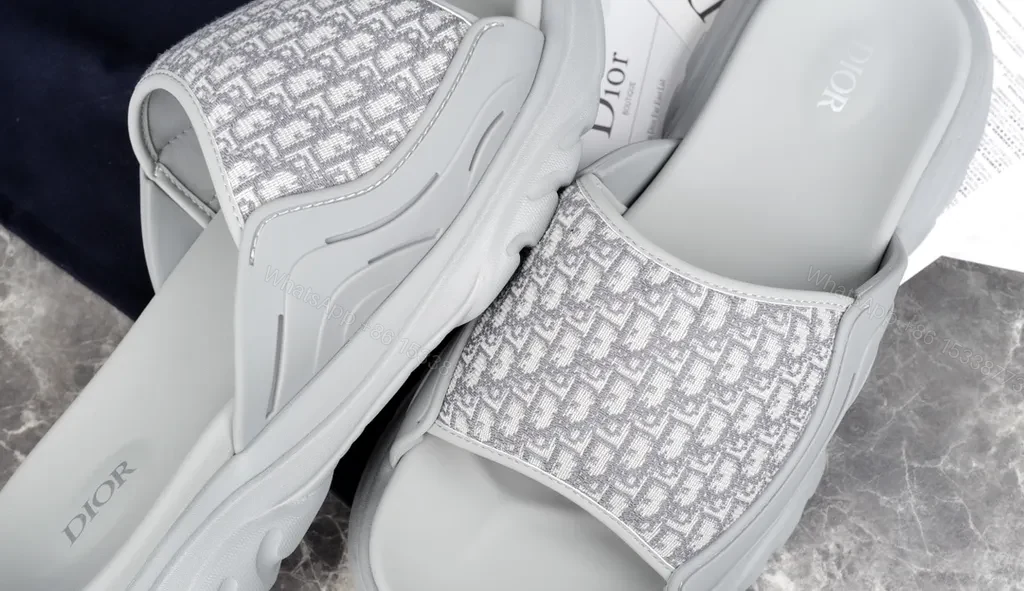 View 2 of Monogram Texture Slides: Dior-Inspired Luxe Comfort