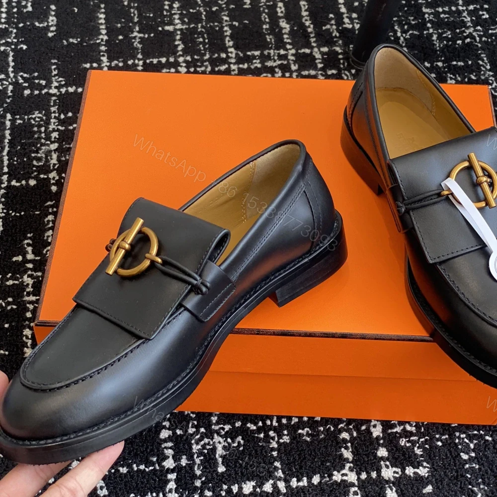 View 7 of 高仿Hermes*H241143Z02塔扣小羊皮樂福鞋黑色免檢版