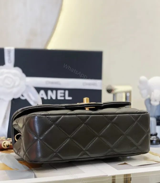 View 4 of Chanel-Inspired Quilted Black Leather Shoulder Bag: Timeless Luxury
