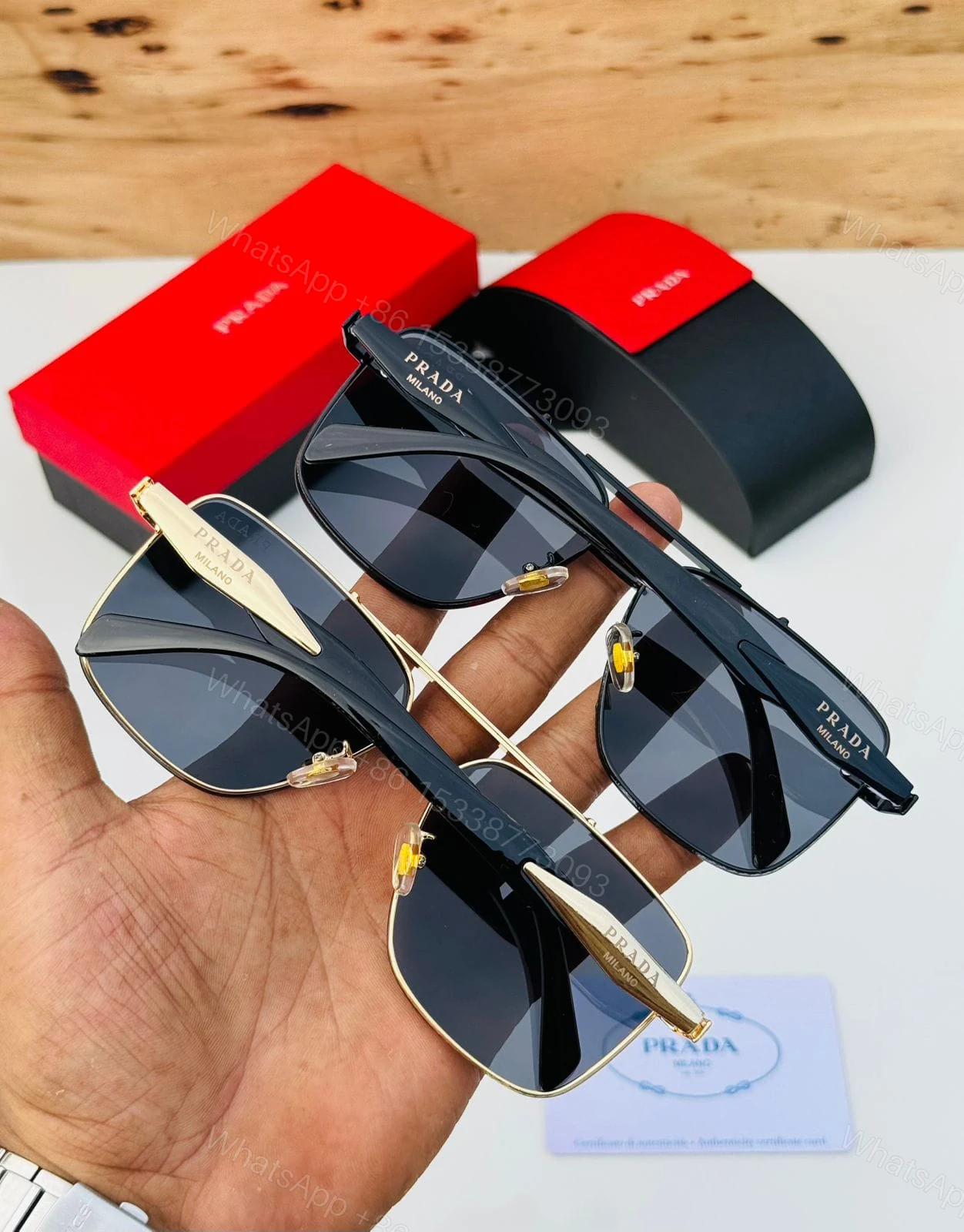 View 9 of Prada Square Aviator Black-Gold Gradient Unisex