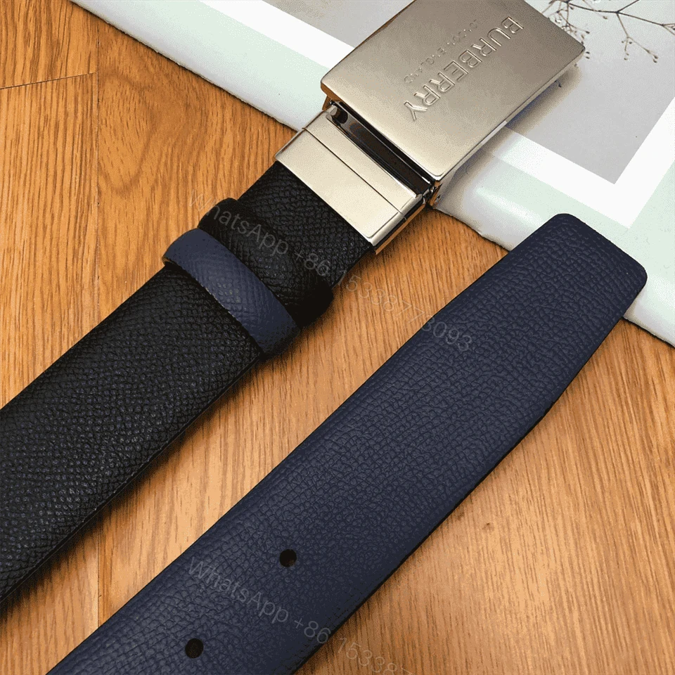 View 4 of BURBERRY REVERSIBLE PLAQUE BUCKLE GRAINY LEATHER BELT – B25