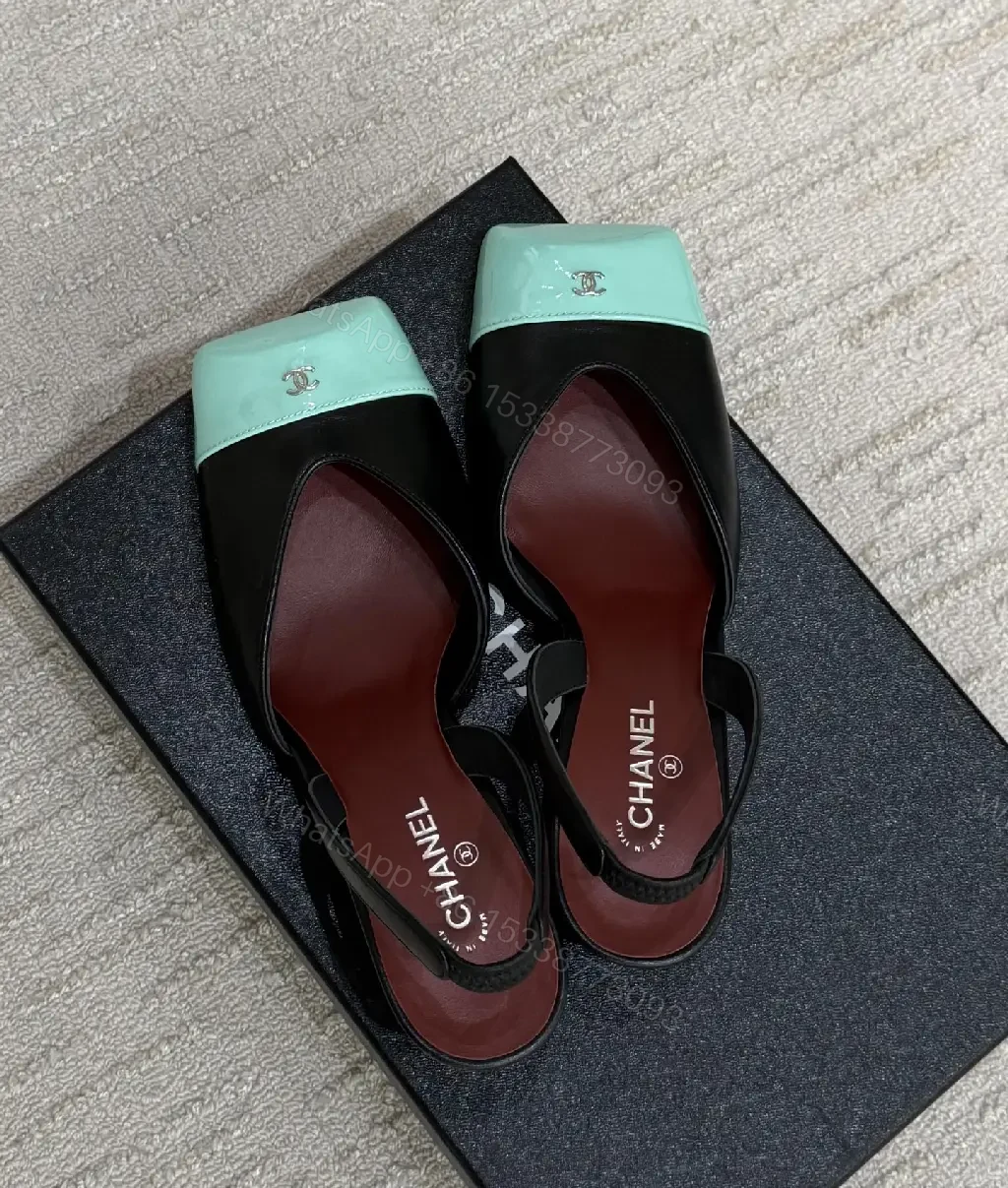 View 9 of Color-Block Block-Heel Sandals: Luxe Open-Toe Comfort