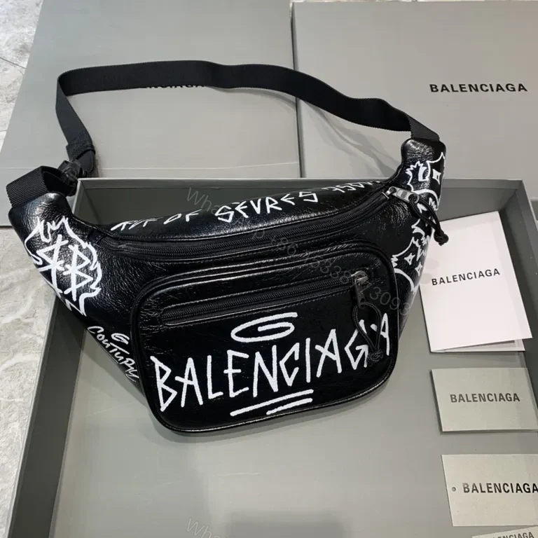 Graffiti-Print Leather Belt Bag â€” Bold, Hands-Free Access — view 1
