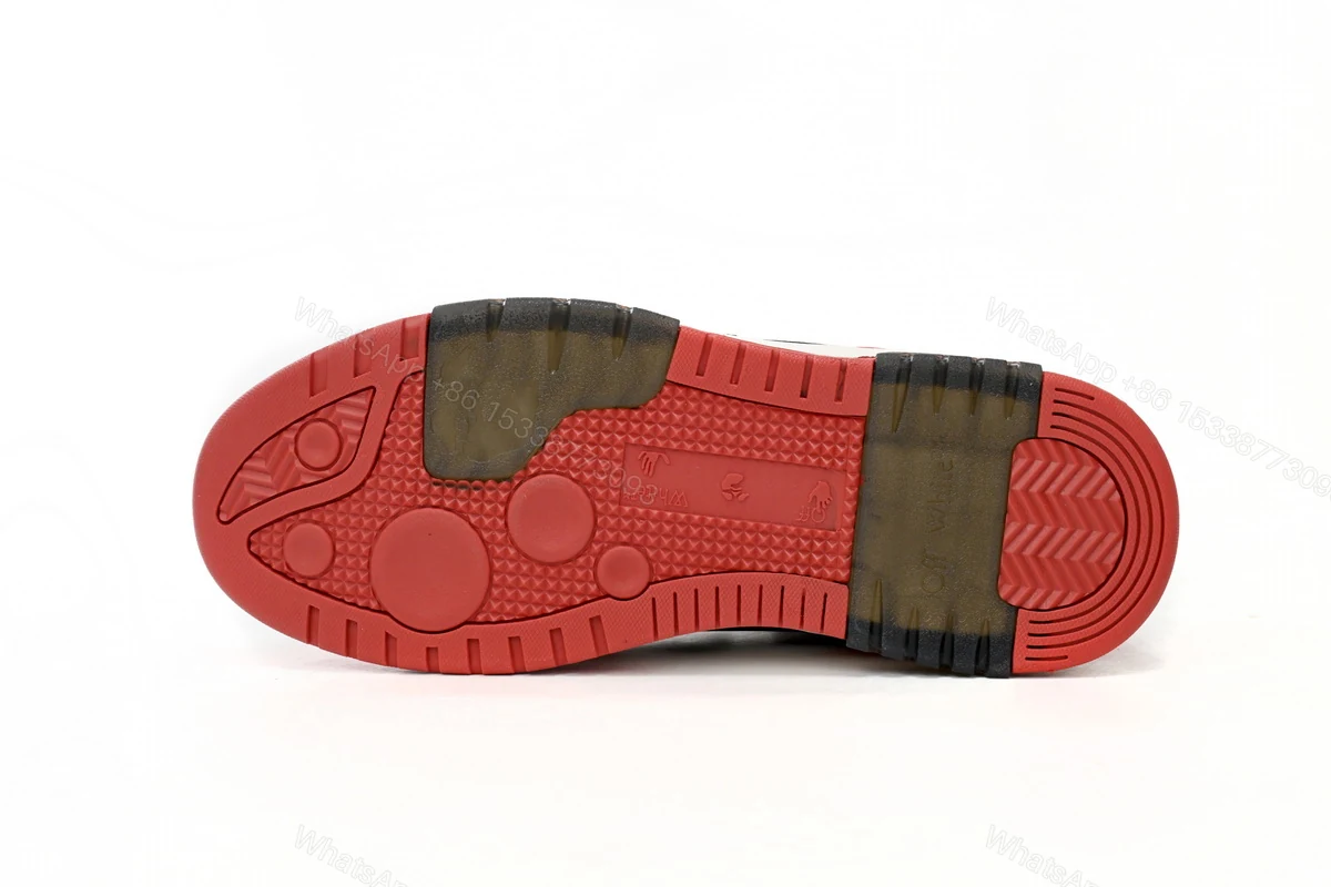 View 13 of OFF-WHITE Out Of Office OOO Low Tops Black White Red OMIA189S23LEA0012510