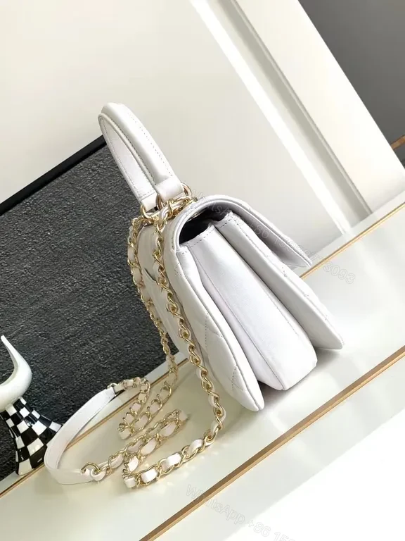 View 3 of White Quilted Bag with Gold Hardware â€” Everyday Luxury Bag