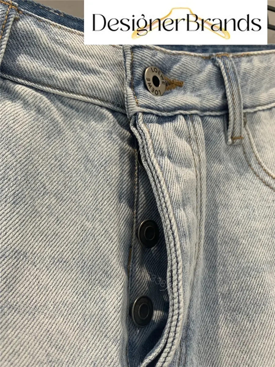 View 4 of Loewe Light Blue Cotton Denim Shorts