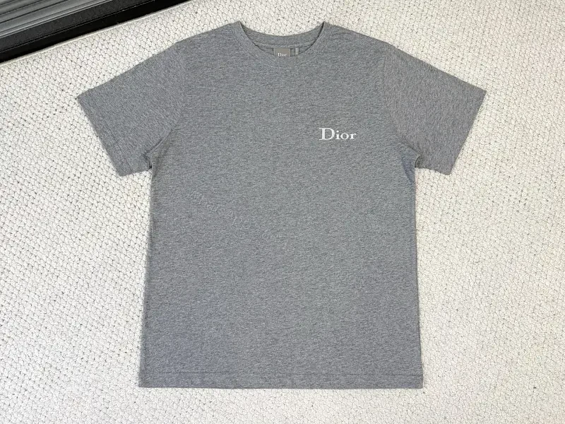 Soft Gray Cotton Tee – Subtle Logo, Everyday Luxe, Crew Neck — view 1