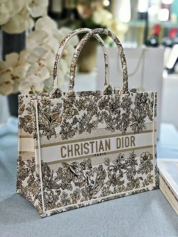 View 5 of Chic Floral Structured Tote with Dior Branding