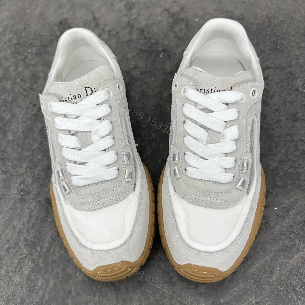 View 10 of Beige Suede Mesh Sneaker – Gum Sole, Dior-style Runner