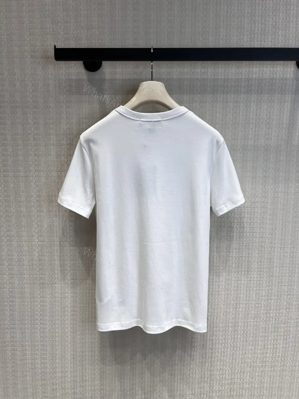 View 2 of White Cotton Luxe Tee with Signature Crest Graphic - Casual Premium Style