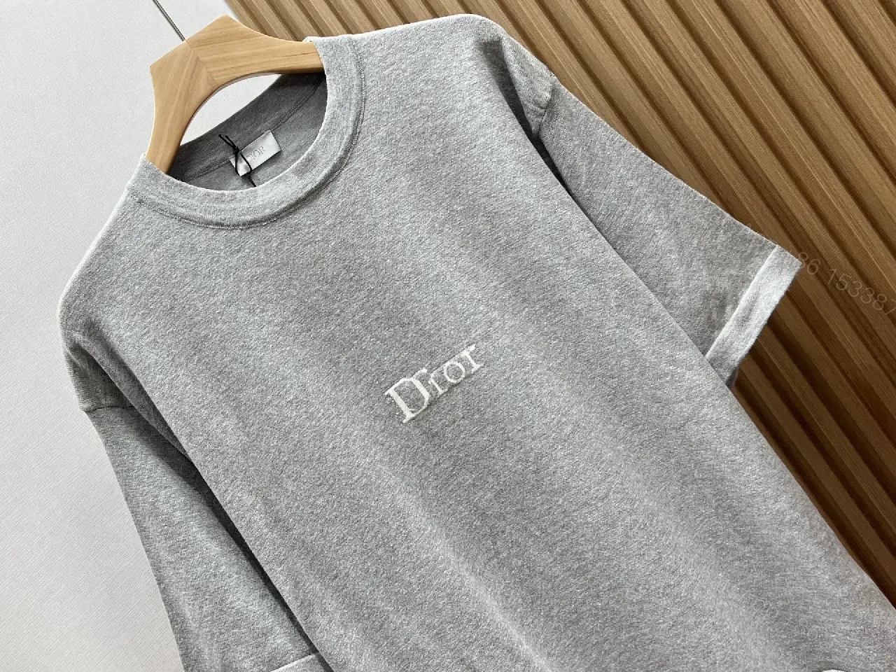 View 5 of Light Beige Cotton Knit Tee - Casual Relaxed Fit Short Sleeve