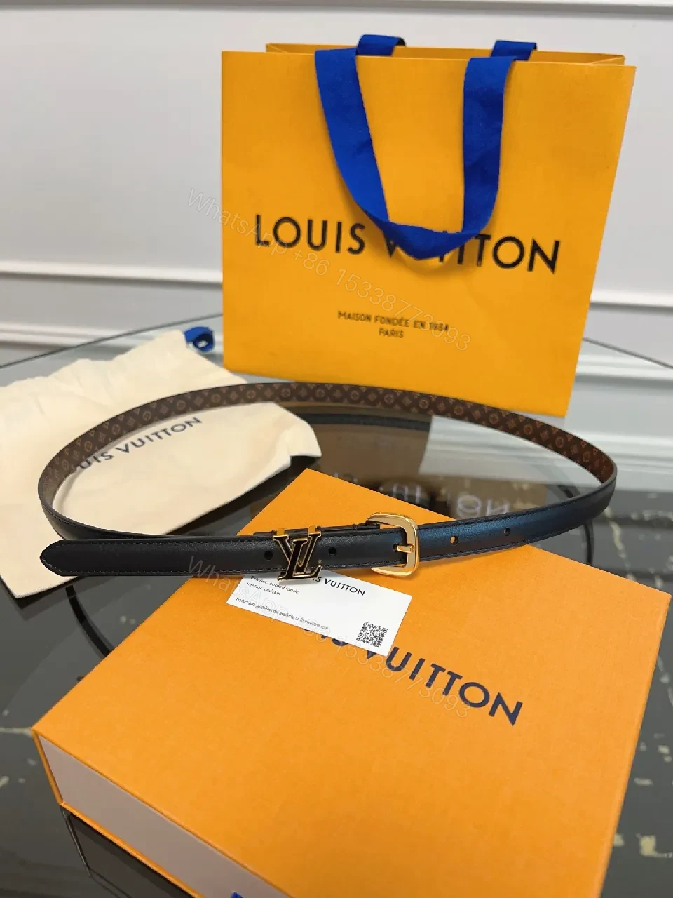 View 5 of Refined Black Leather Belt with Gold Buckle – Modern Luxury Style